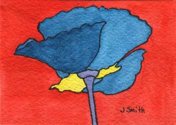 "Study In Color - Poppy #1" by Judi Smith, Fitchburg WI - Watercolor & Ink